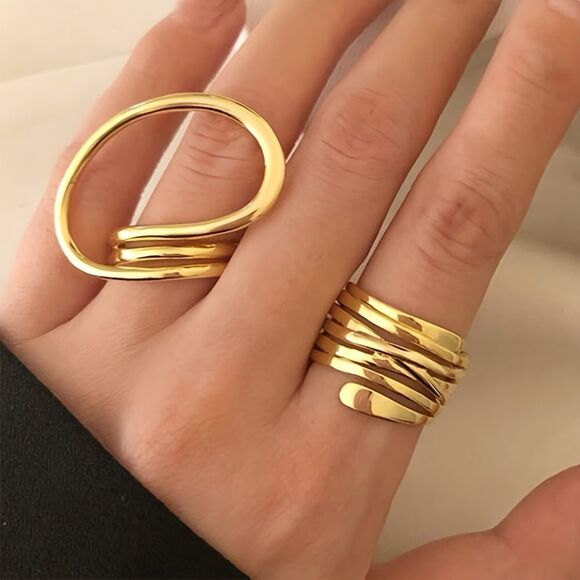 Elegant Gold-Tone Ring Set A1125 - Picture 1 of 4